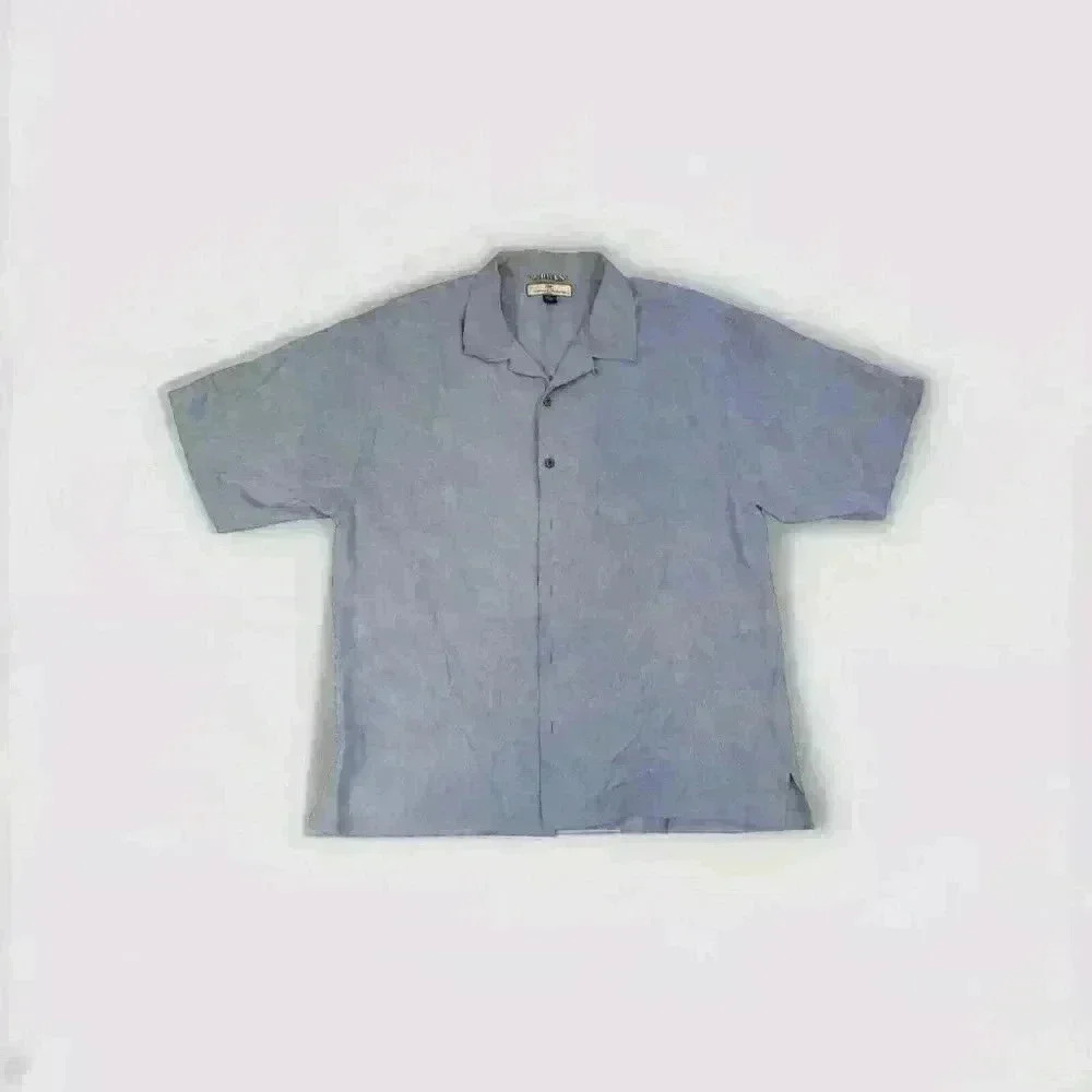 Tommy Bahama 100% Silk Shirt MENS XL Blue Hawaiian Beach Short Sleeve Button Up